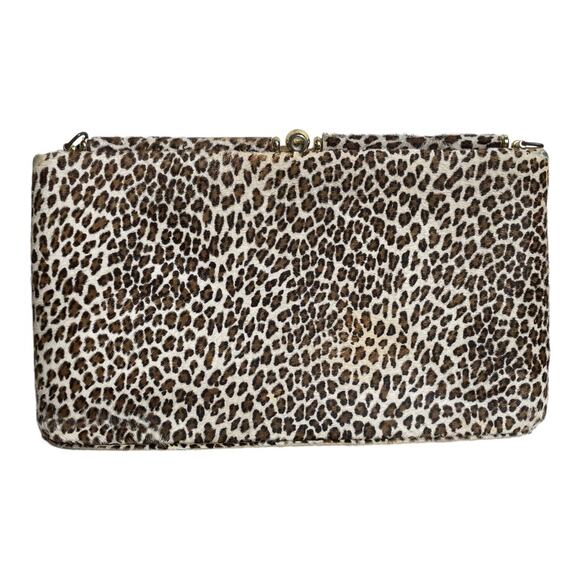 Leon Of California Handbags - Leon Of California Vintage Leopard Print Calf Hair Clutch